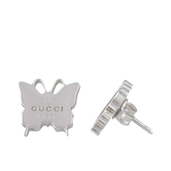 Gucci Sterling Silver Butterfly Trademark Logo Earrings - Picture 7 of 8